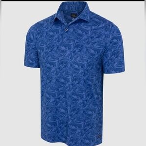 Greg Norman Deep Dive Ultra Stretch Golf Polo Blue Sharks Sz L Play Dry
